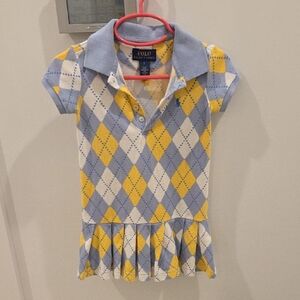 Polo by Ralph Lauren Girls' Argyle Polo Dress - Blue, Yellow & White